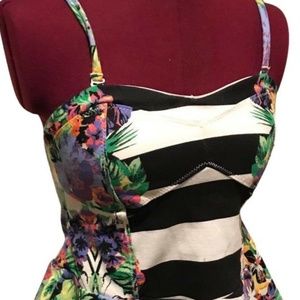 JESSICA SIMPSON AVERY PEPLUM BUSTIER STRAPY TOP L